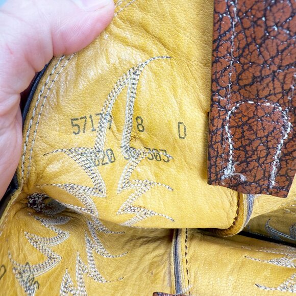 Nocona Brown Leather Western Boots Men's US Size 8 Pull On Made in USA - Picture 9 of 10